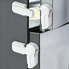 ZENTIVOR Fridge Lock Two-Pack white keeps toddlers out of appliances.