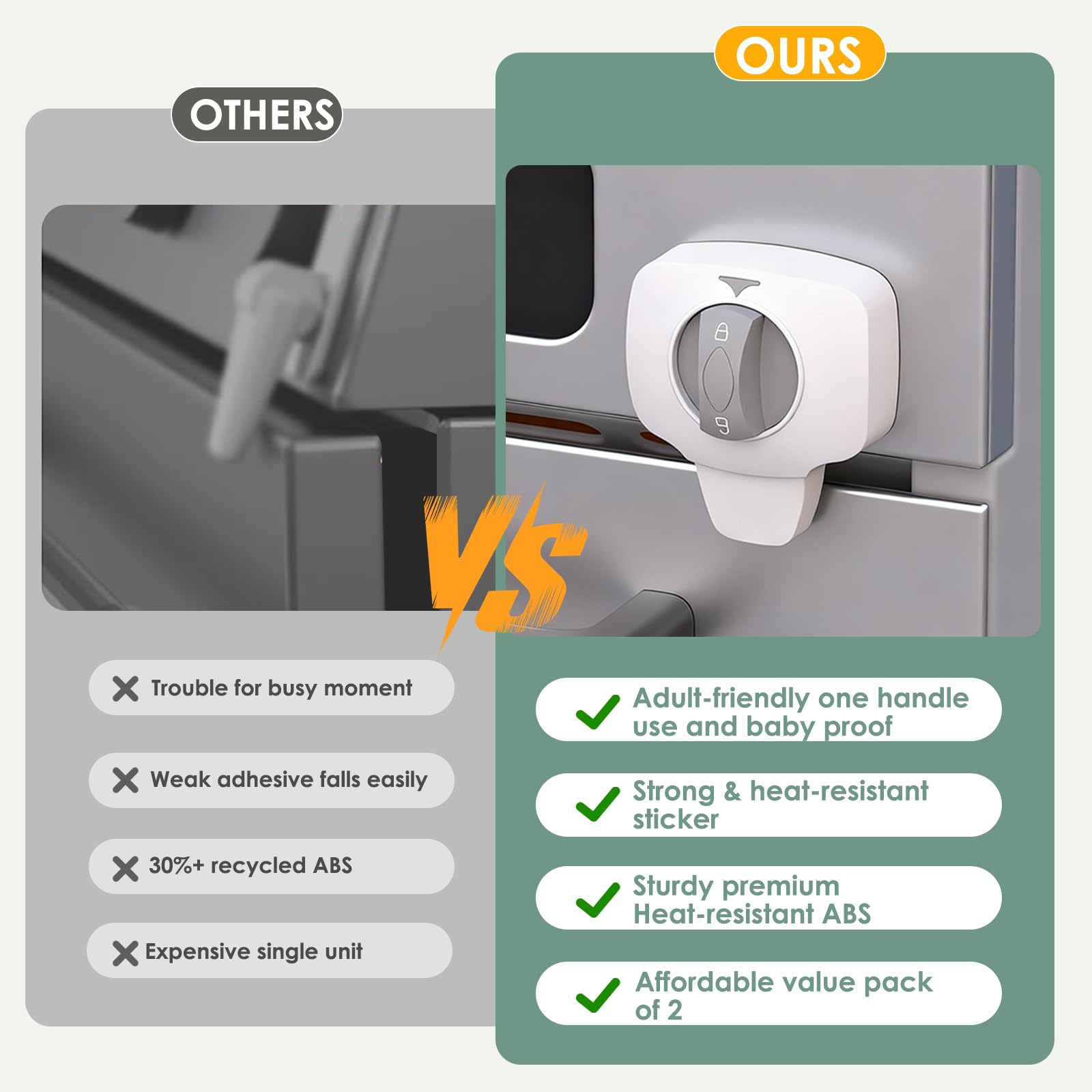 ZENTIVOR lightweight oven-lock on door edge demonstrates one-handed operation