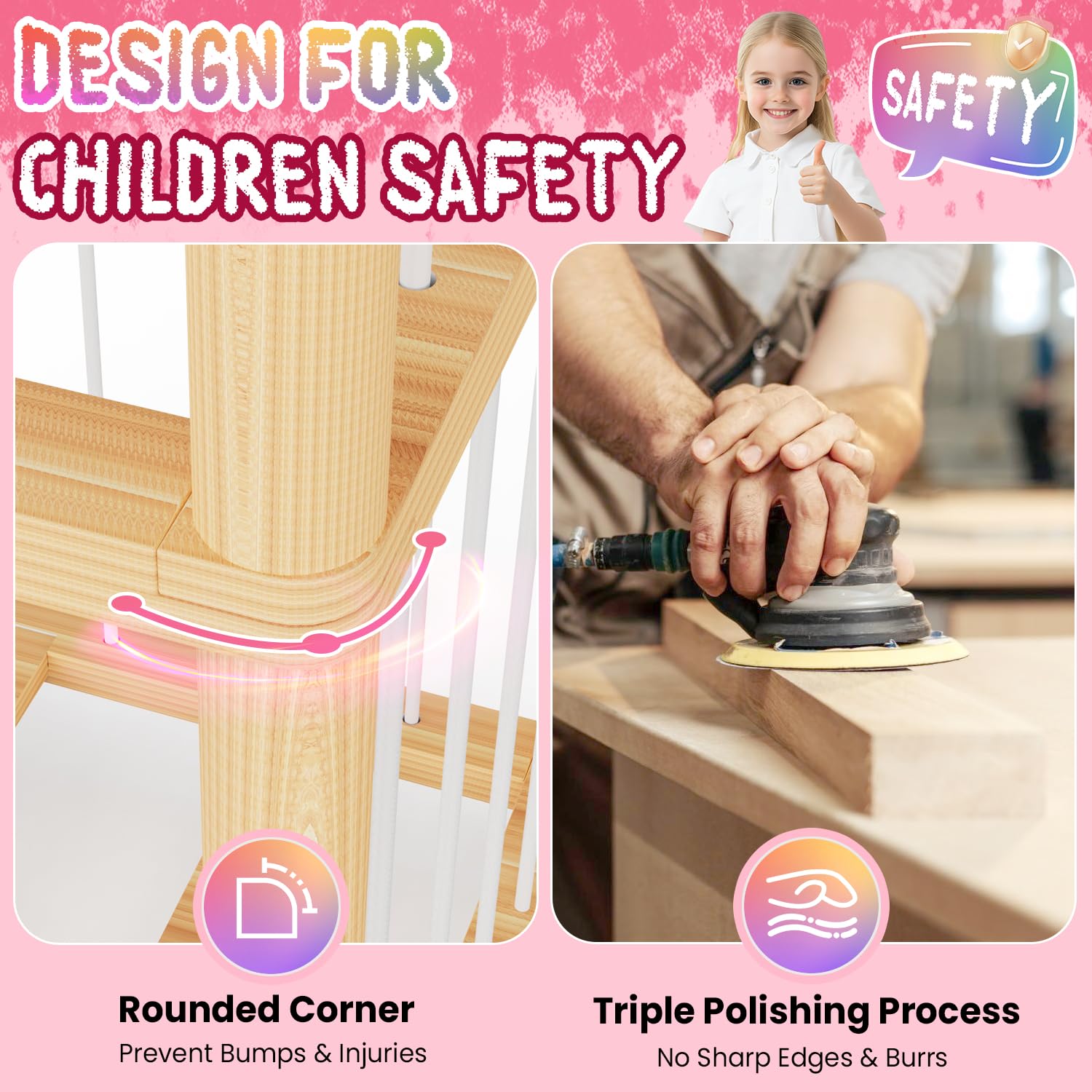ZEQON natural wood tone complements nursery and playroom styles.