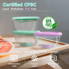 Zerobe airtight lids prevent spills and keep contents fresh in nursery or travel.