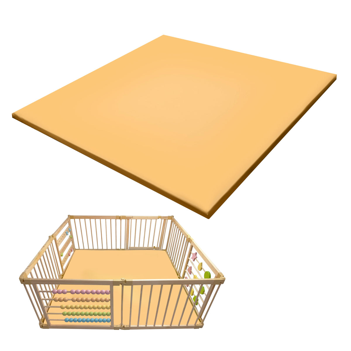 ZETY BABY play mat beige 8-panel top view with soft, easy-clean PU surface