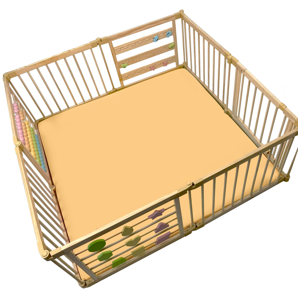 ZETY BABY 8-panel mat supports toddler playtime on soft beige surface