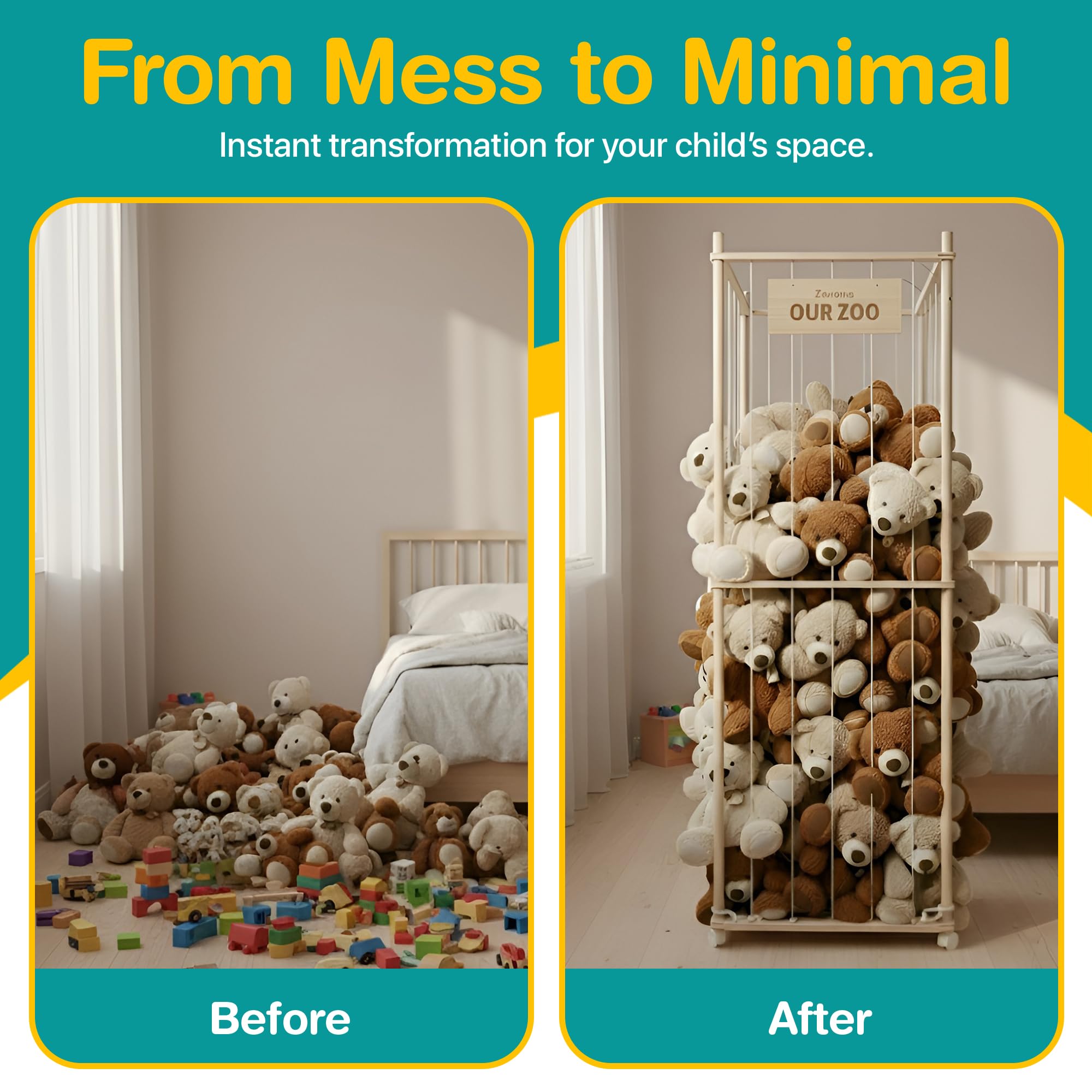 Zevona plush zoo tower base detail features sturdy pine construction