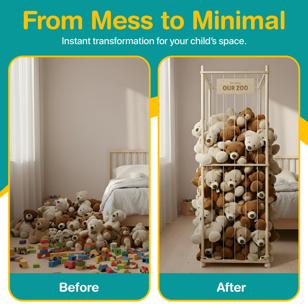 Zevona plush zoo tower base detail features sturdy pine construction
