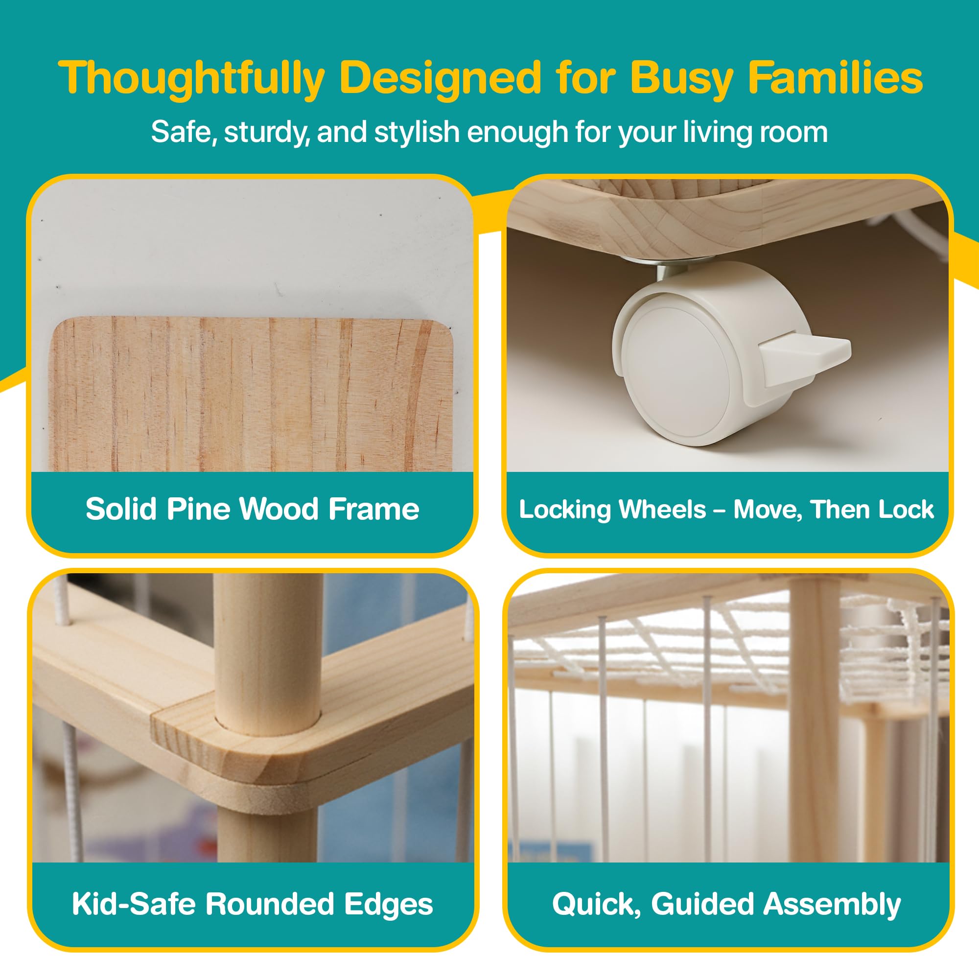 Zevona plush zoo tower with wheels shows easy relocation