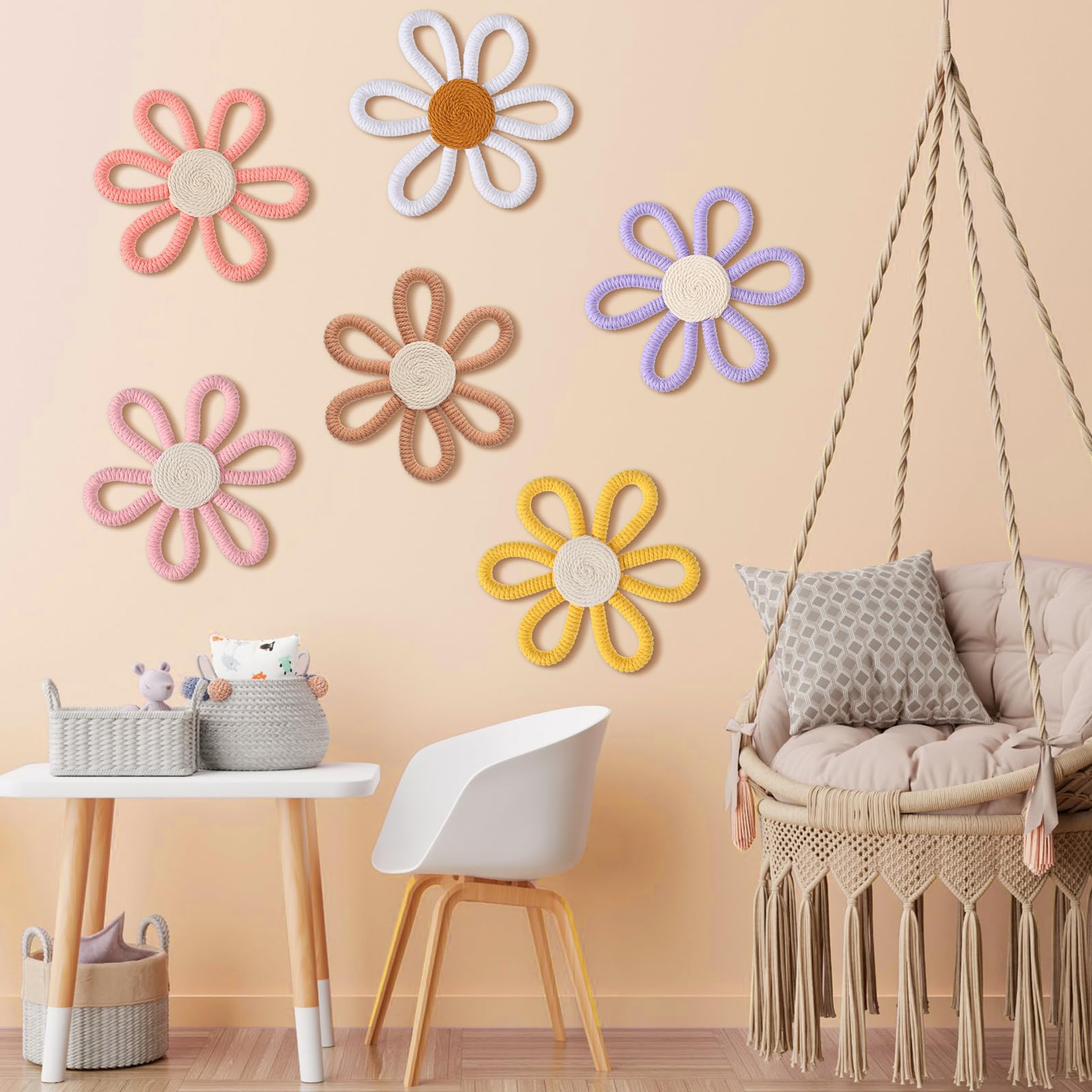 Zeyune pastel-daisy wall decor brightens walls without overpowering room decor
