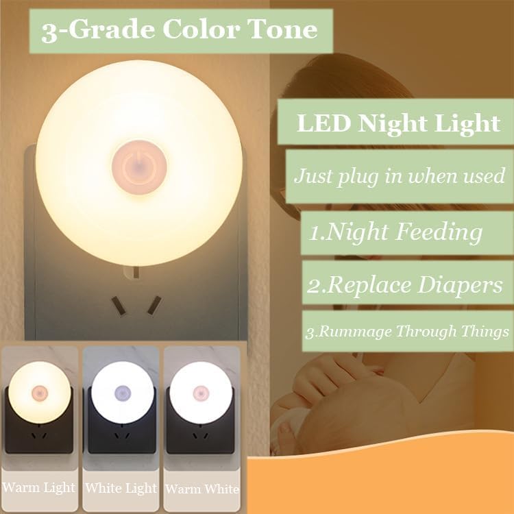 ZEZHOU night light with 3-color switch suited for nursery ambience.