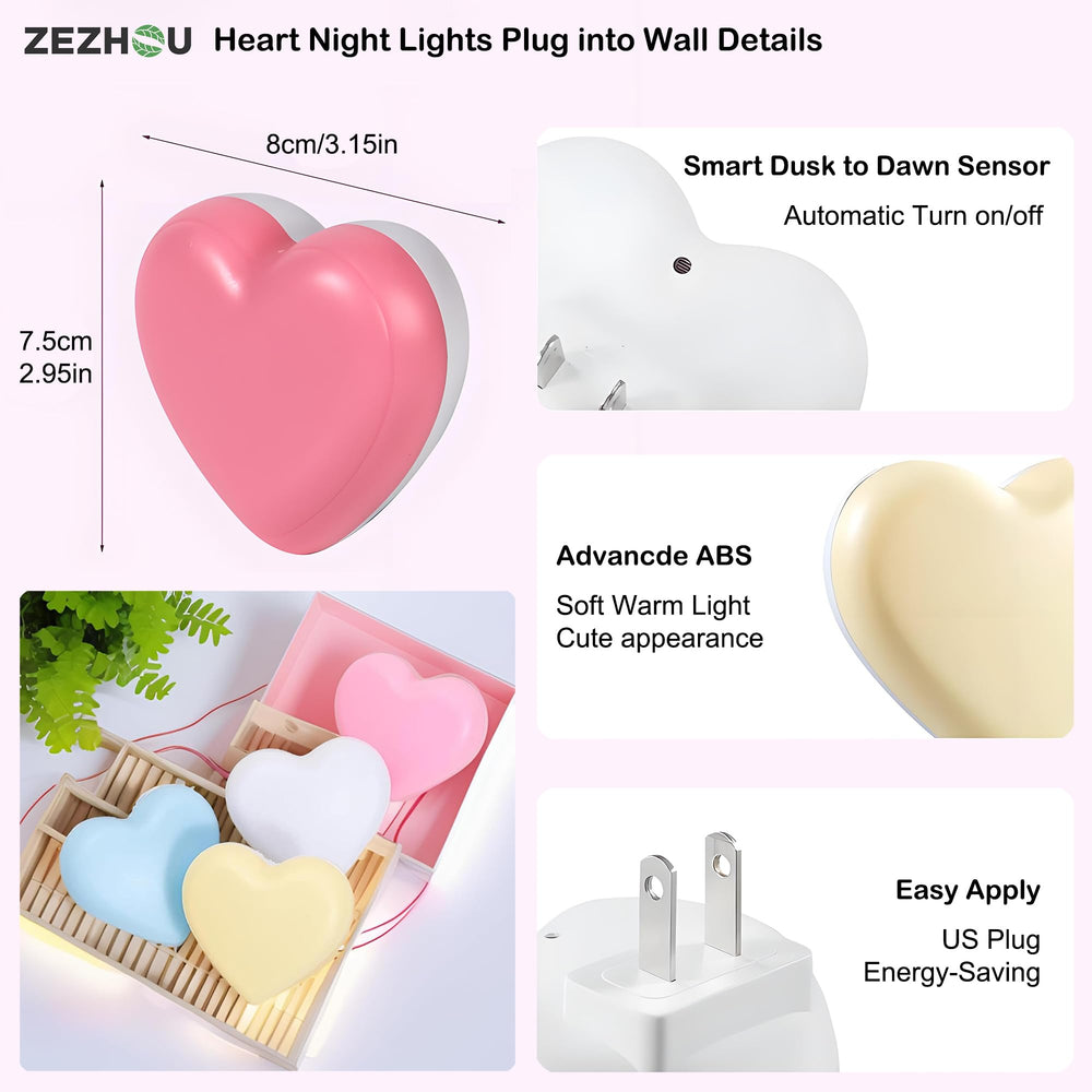 ZEZHOU night light with dusk-to-dawn sensor for automatic lighting