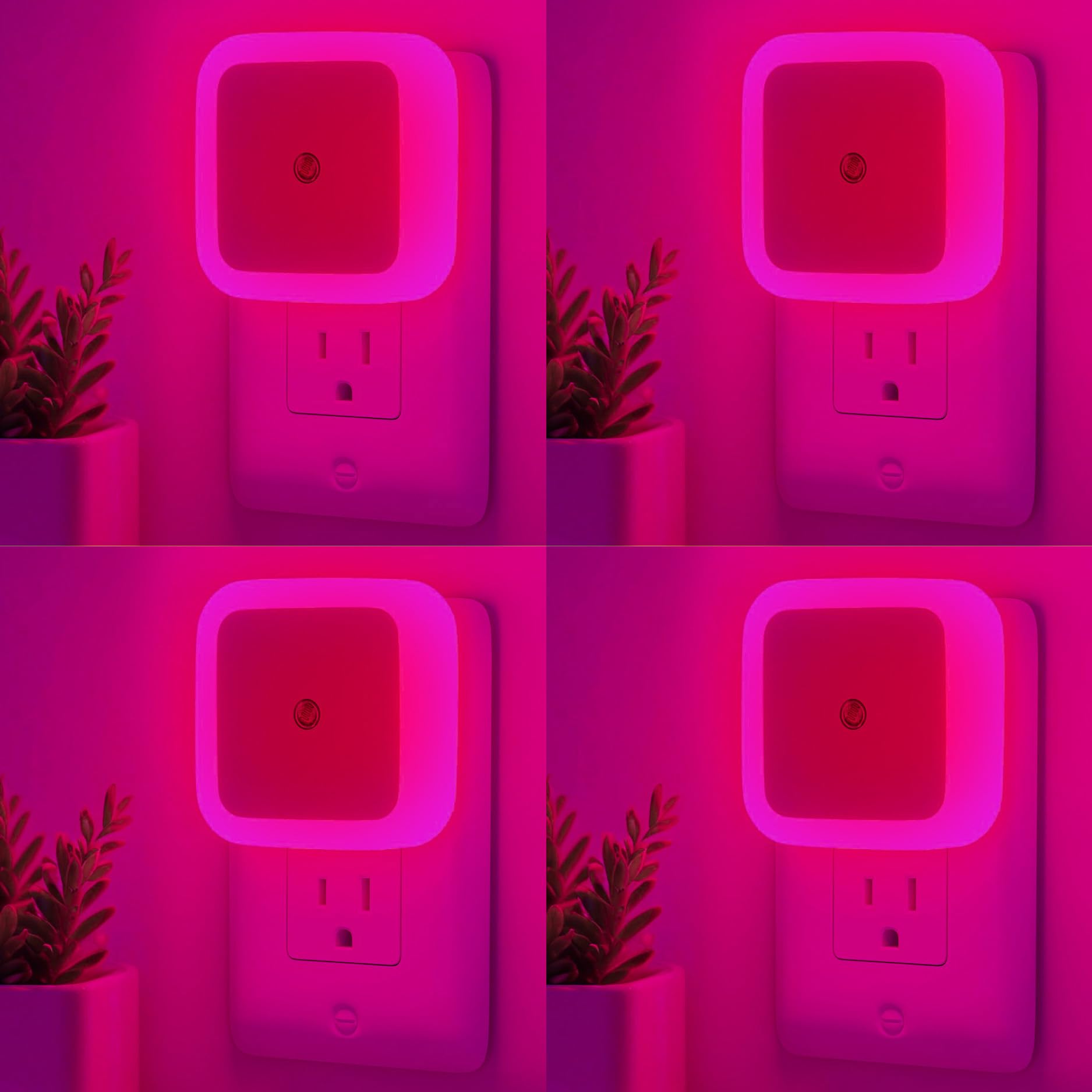 zezhou night light four-pack pink plug-in wall provides gentle ambient lighting for hallways
