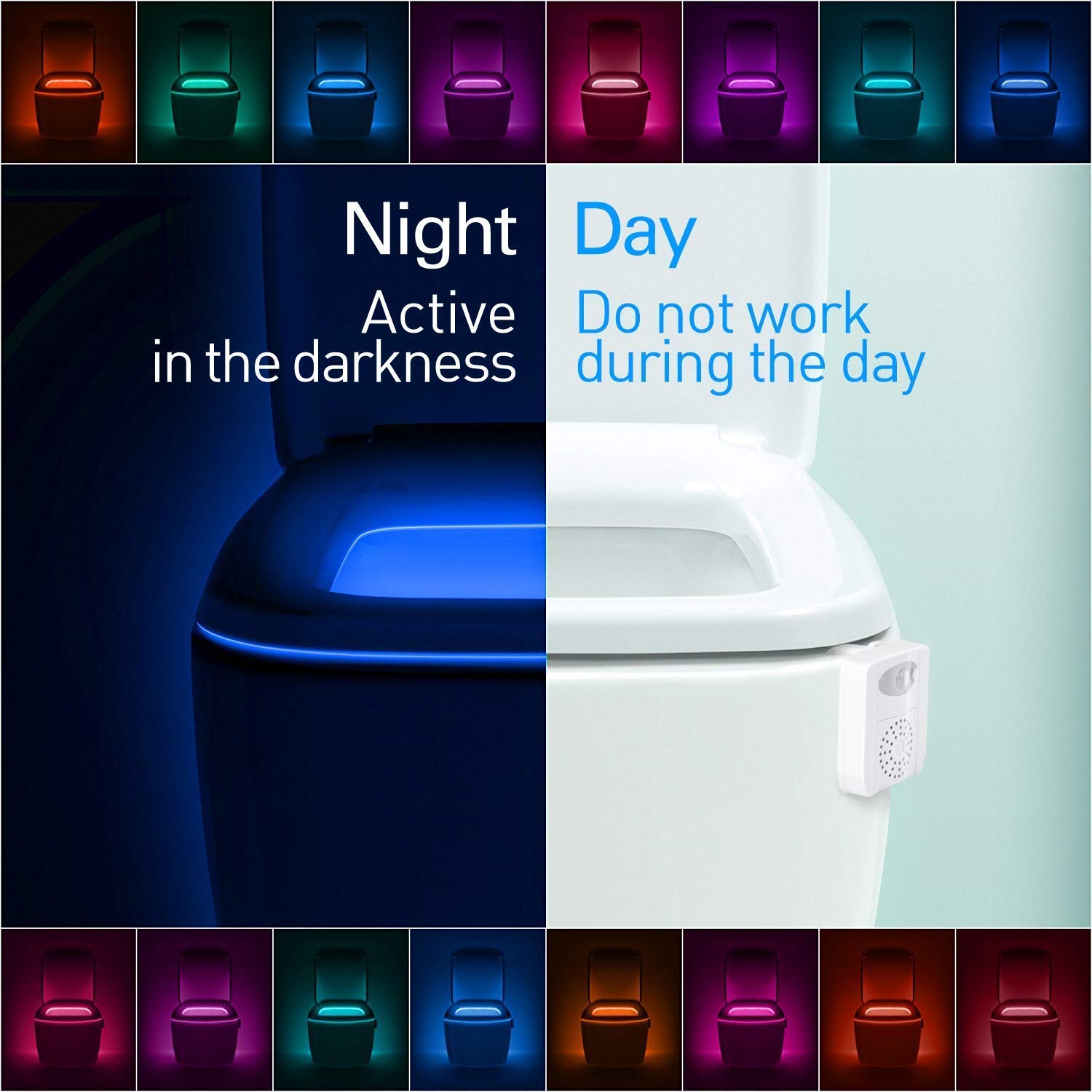 ZEZHOU toilet light motion sensor detects motion up to five feet for safe night trips.