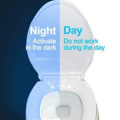 ZEZHOU toilet night light shows eight colors in carousel mode for playful bathroom ambiance.