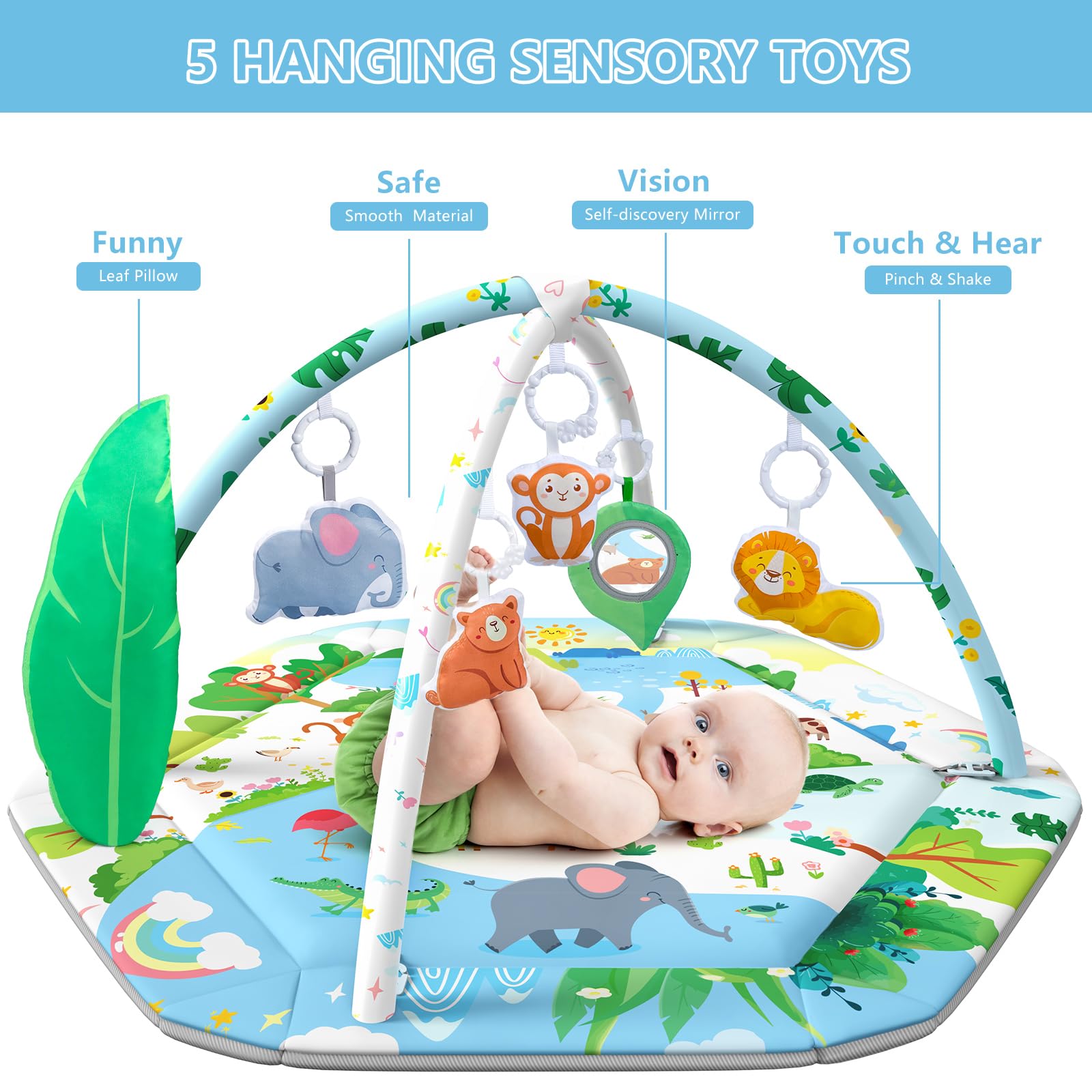 ZFDEBY play mat with detachable toys for grasping practice