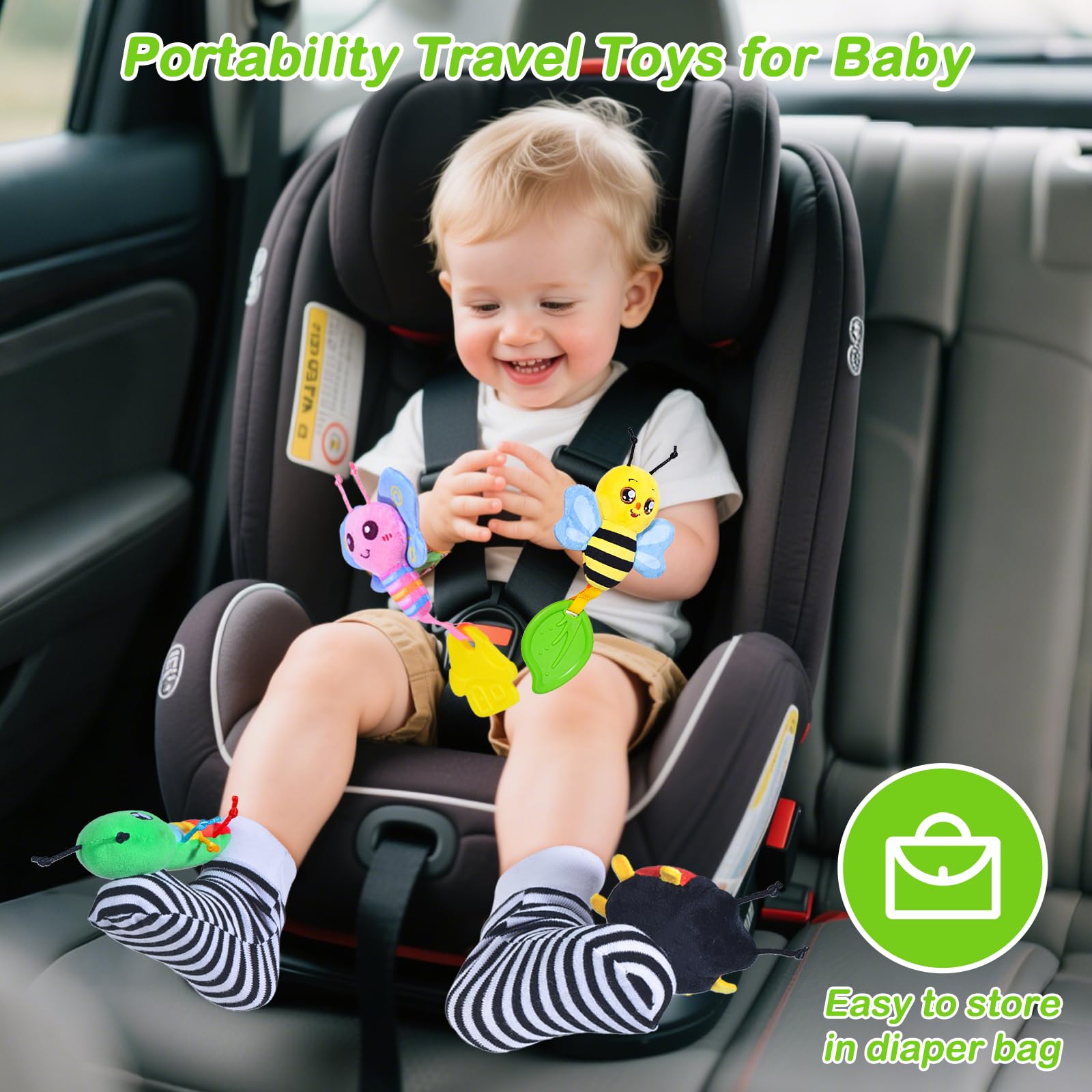ZGLYMUS adjustable wristbands and stretchy socks grow with baby securely