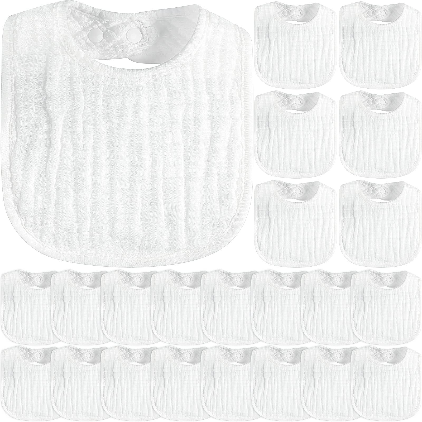 Zhanmai 20-pack muslin bibs laid flat for quick daily use and organization