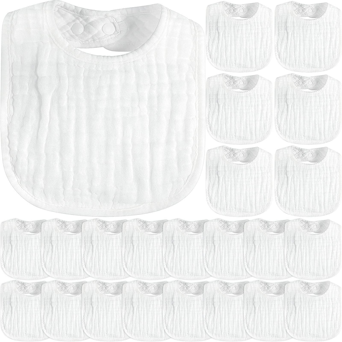 Zhanmai 20-pack muslin bibs laid flat for quick daily use and organization