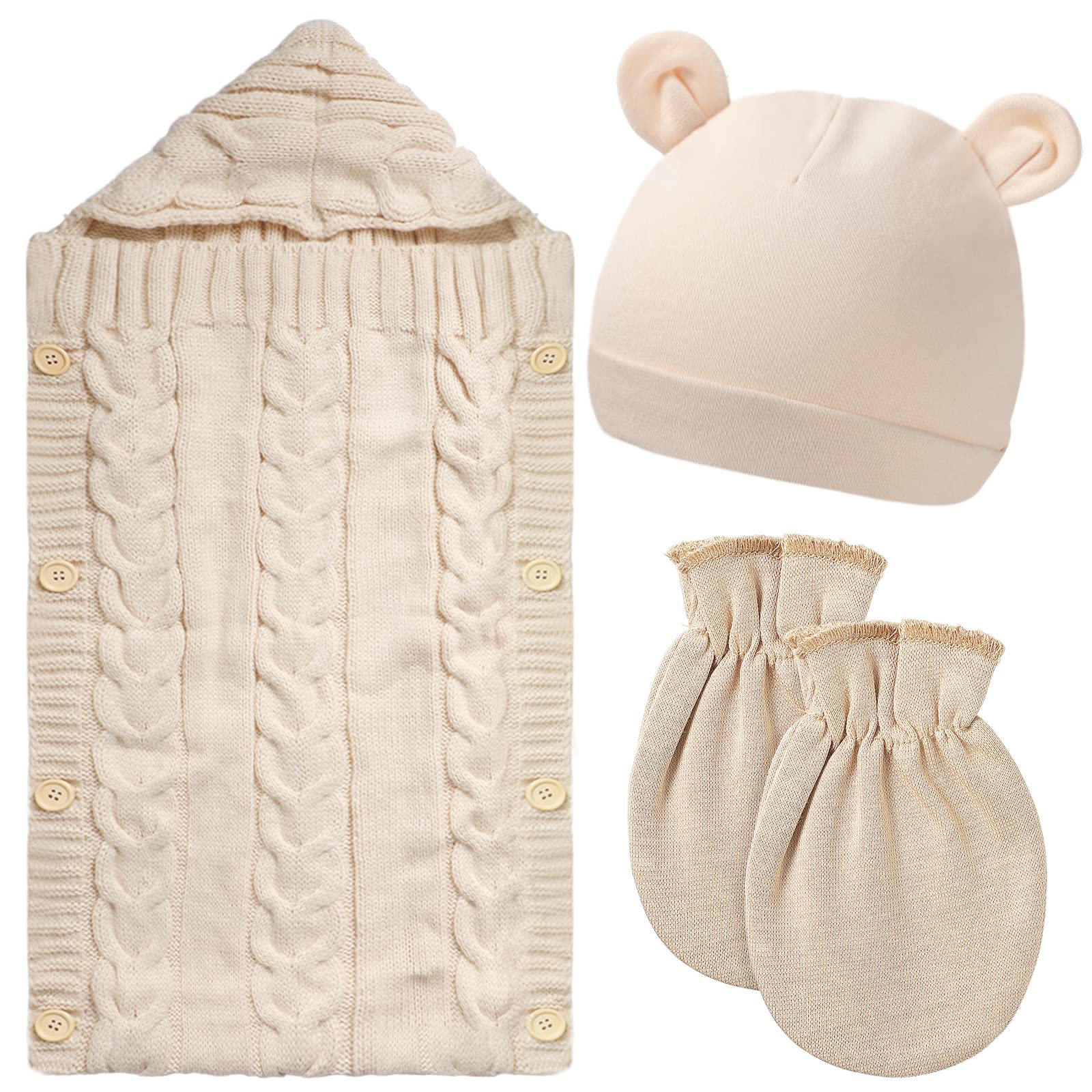 Zhanmai bear-ears hat knit cap on baby for cute styling and snug fit