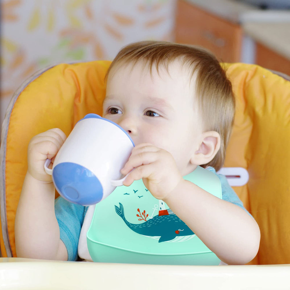 Zhanmai easy-clean bib closeup highlights quick wipe-down after meals