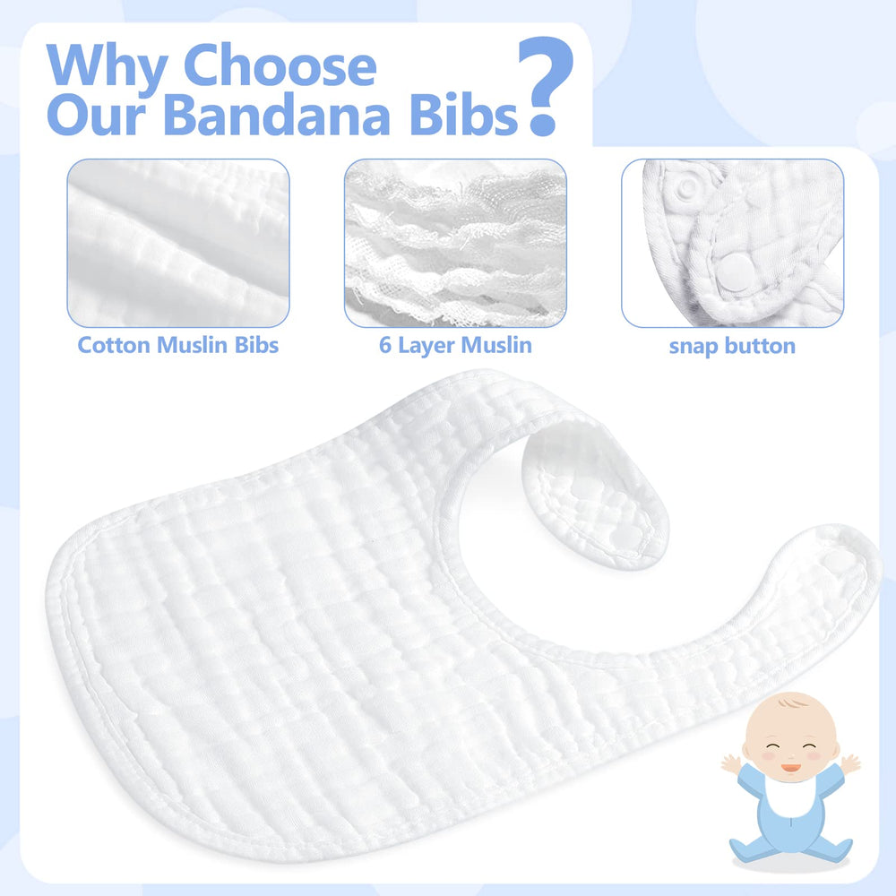 Zhanmai 6-layer absorbent muslin bib soaking up drool and spills
