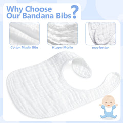 Zhanmai 6-layer absorbent muslin bib soaking up drool and spills
