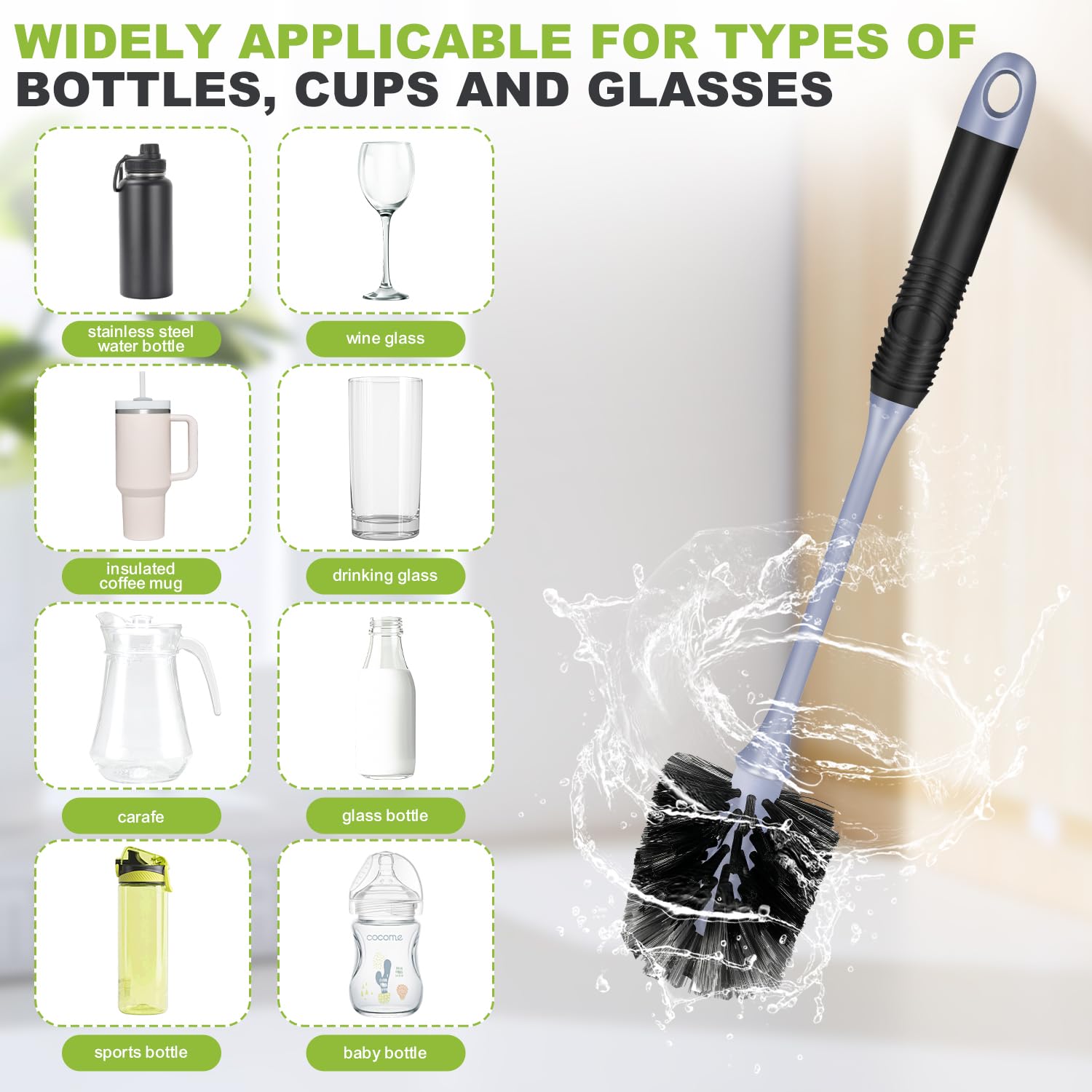 ZHAYAO bottle brush hanging hole feature for easy storage and air drying