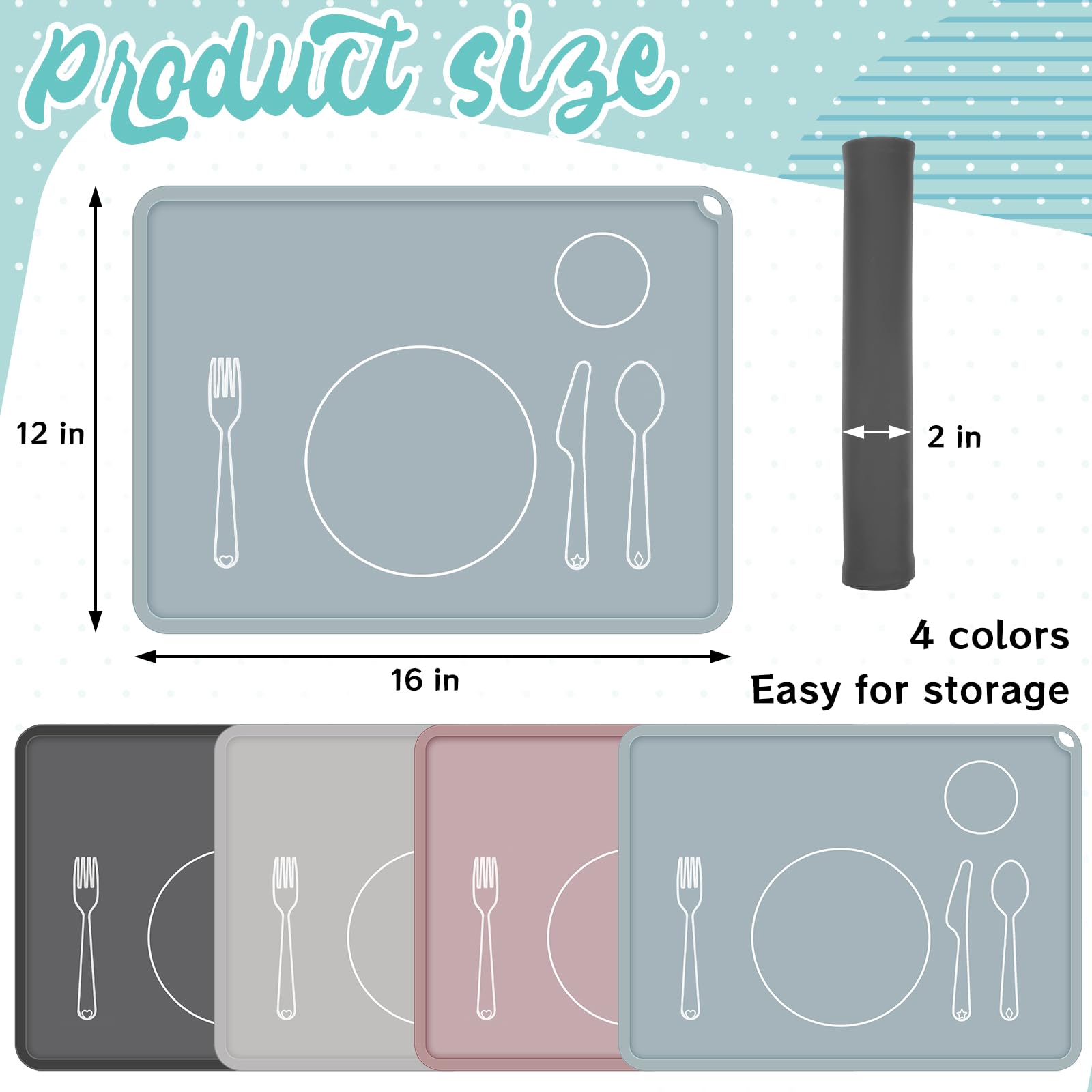 Zhehao dark gray placemats in toddler dining setup for stability