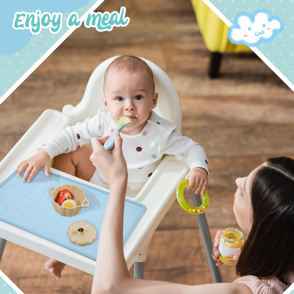 Zhehao montessori placemat folded-compact shown for easy packing and travel meals.