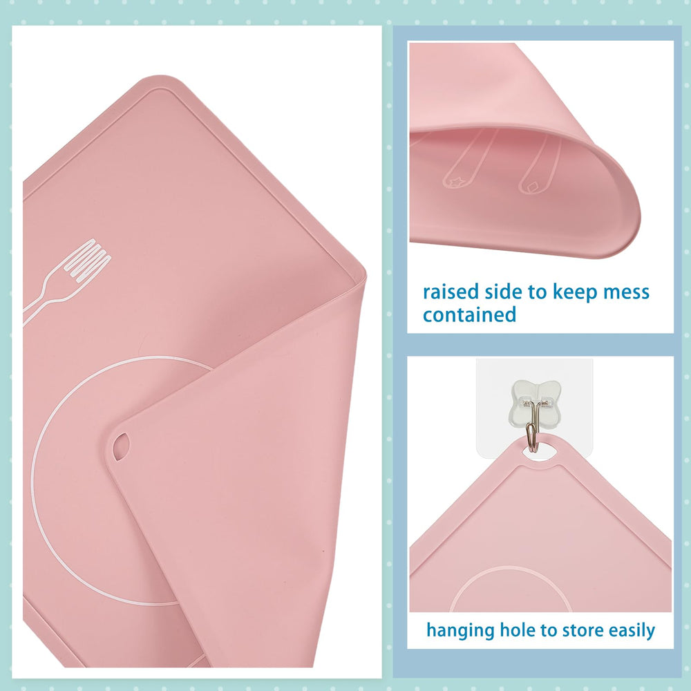 Zhehao montessori placemat gray blue 16x12 highlighting folded-compact portability during travel.