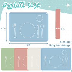 Zhehao montessori placemat light red 16x12 showing durable waterproof silicone for easy cleanups.