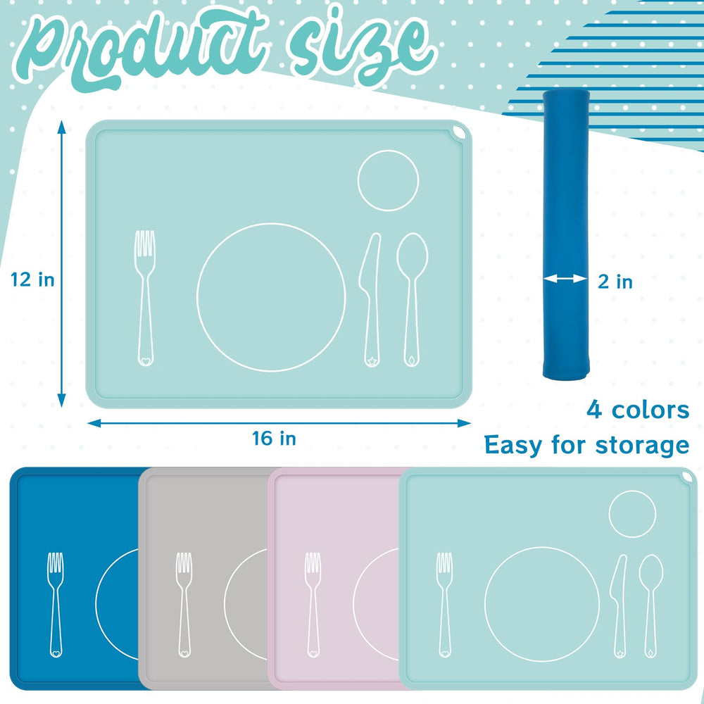 Zhehao Montessori placemats in blue, promoting self-feeding and cheerful dining