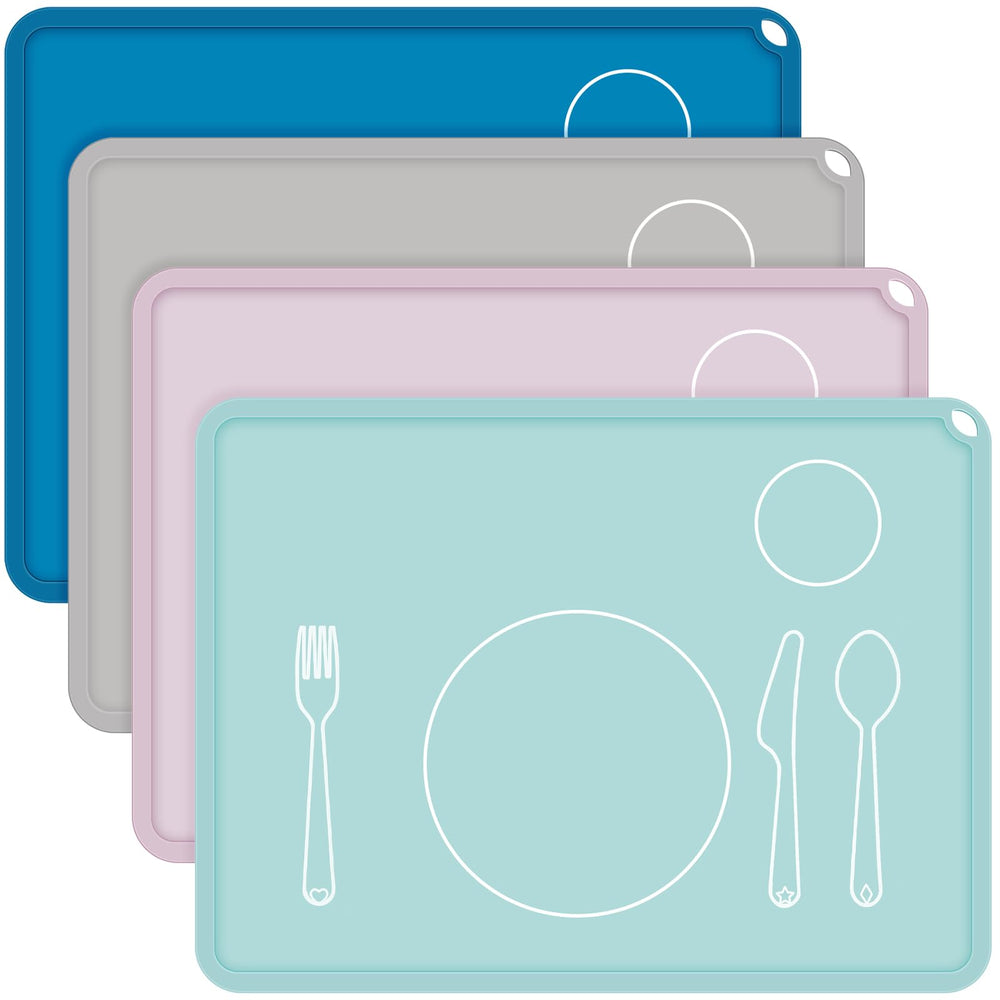 Zhehao Montessori placemats in gray for toddlers, non-slip and easy to clean