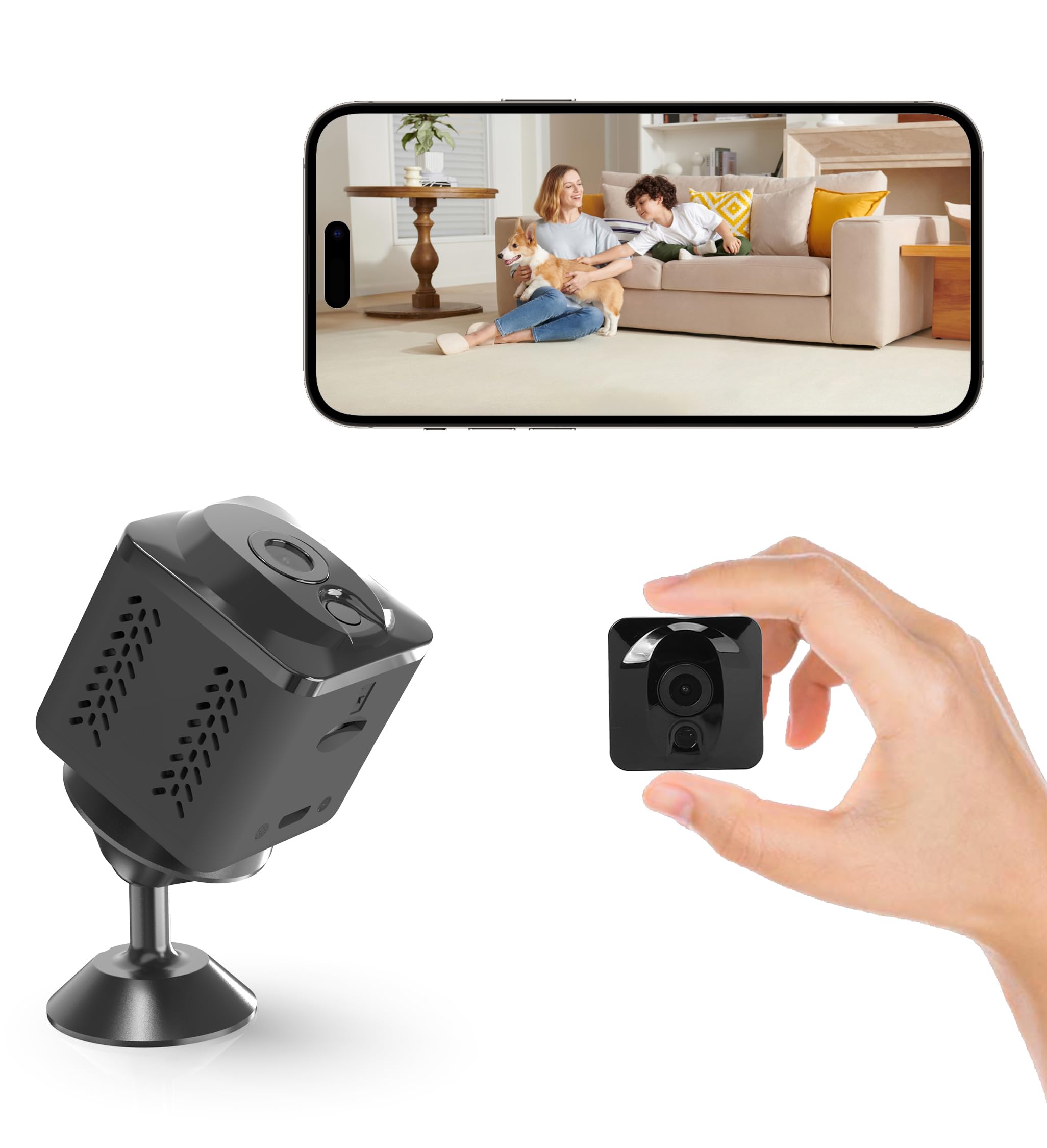ZHENHAN mini security camera magnet-attachment for discreet mounting on metal surfaces.