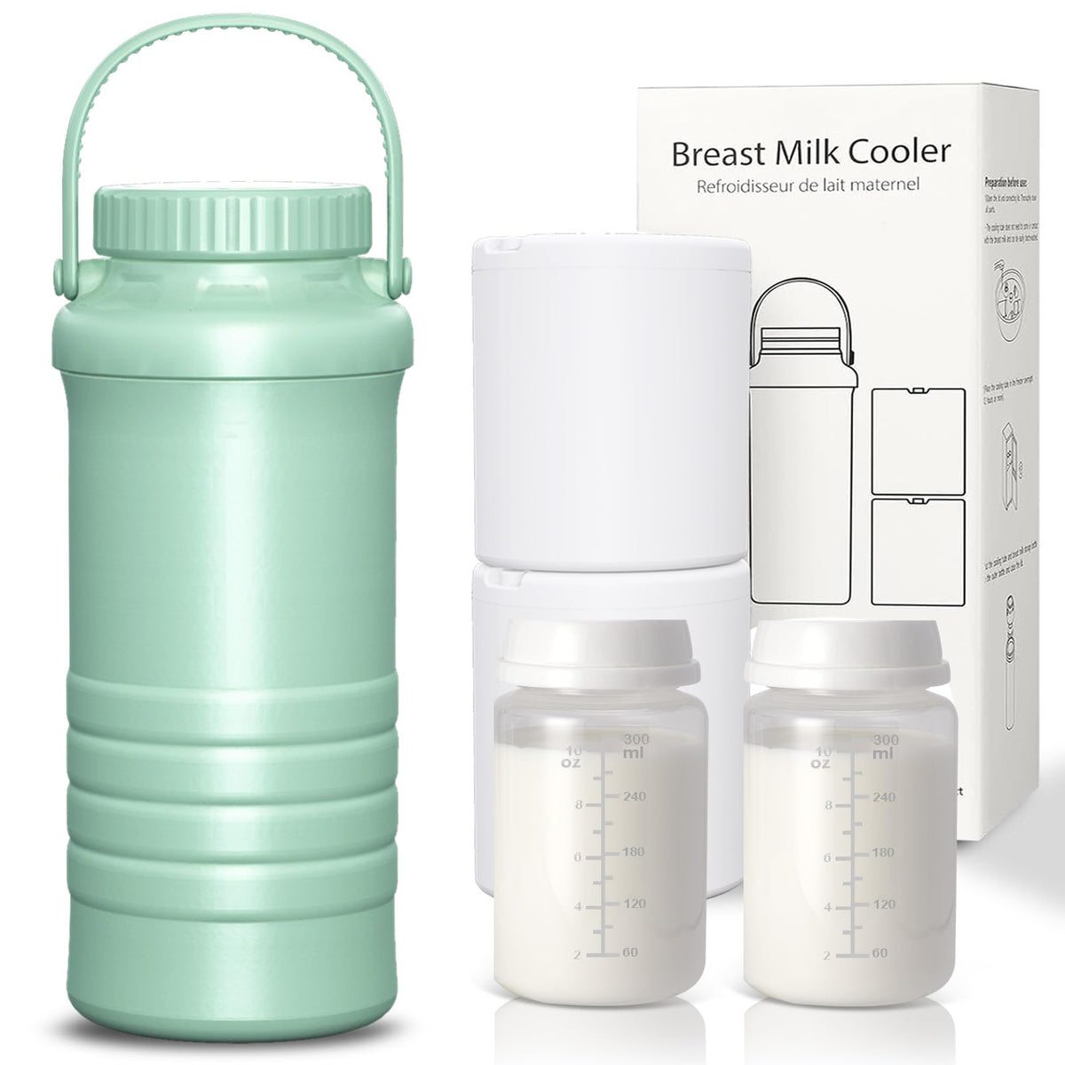 Zhichu portable breast milk cooler showing 360-degree cooling for all-day freshness