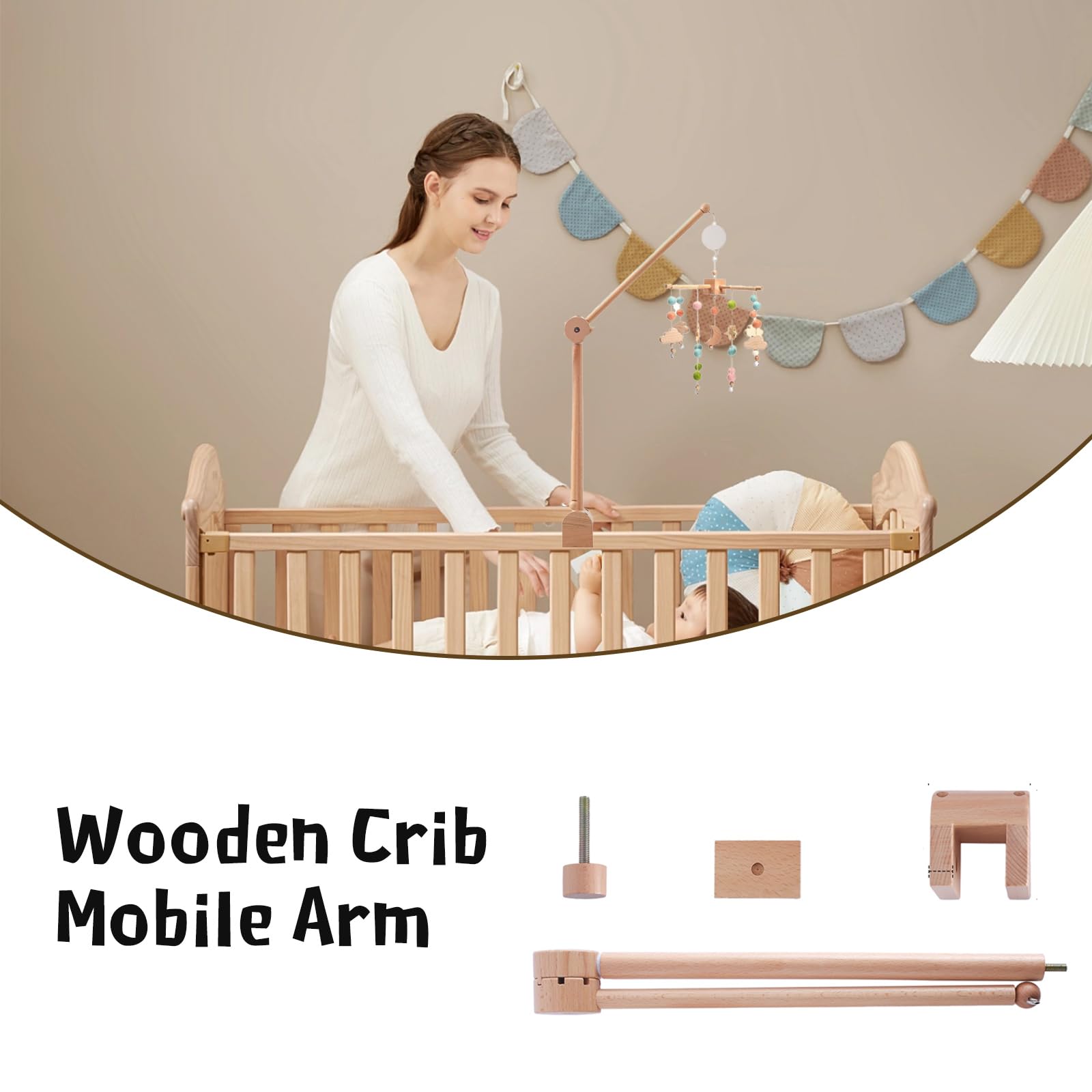 ZHIYUEJING 360° rotation enables easy angle adjustment near baby’s sleep space.