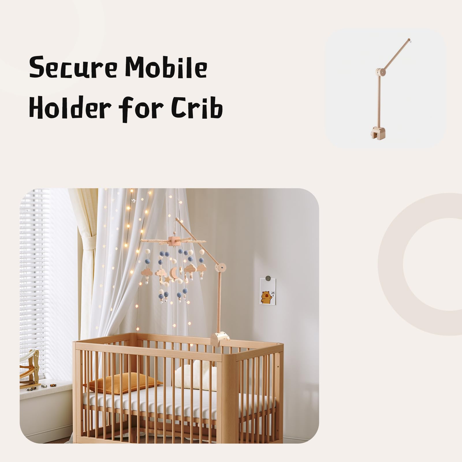ZHIYUEJING natural wood finish highlighting durable, toxin-free craftsmanship for nursery decor.