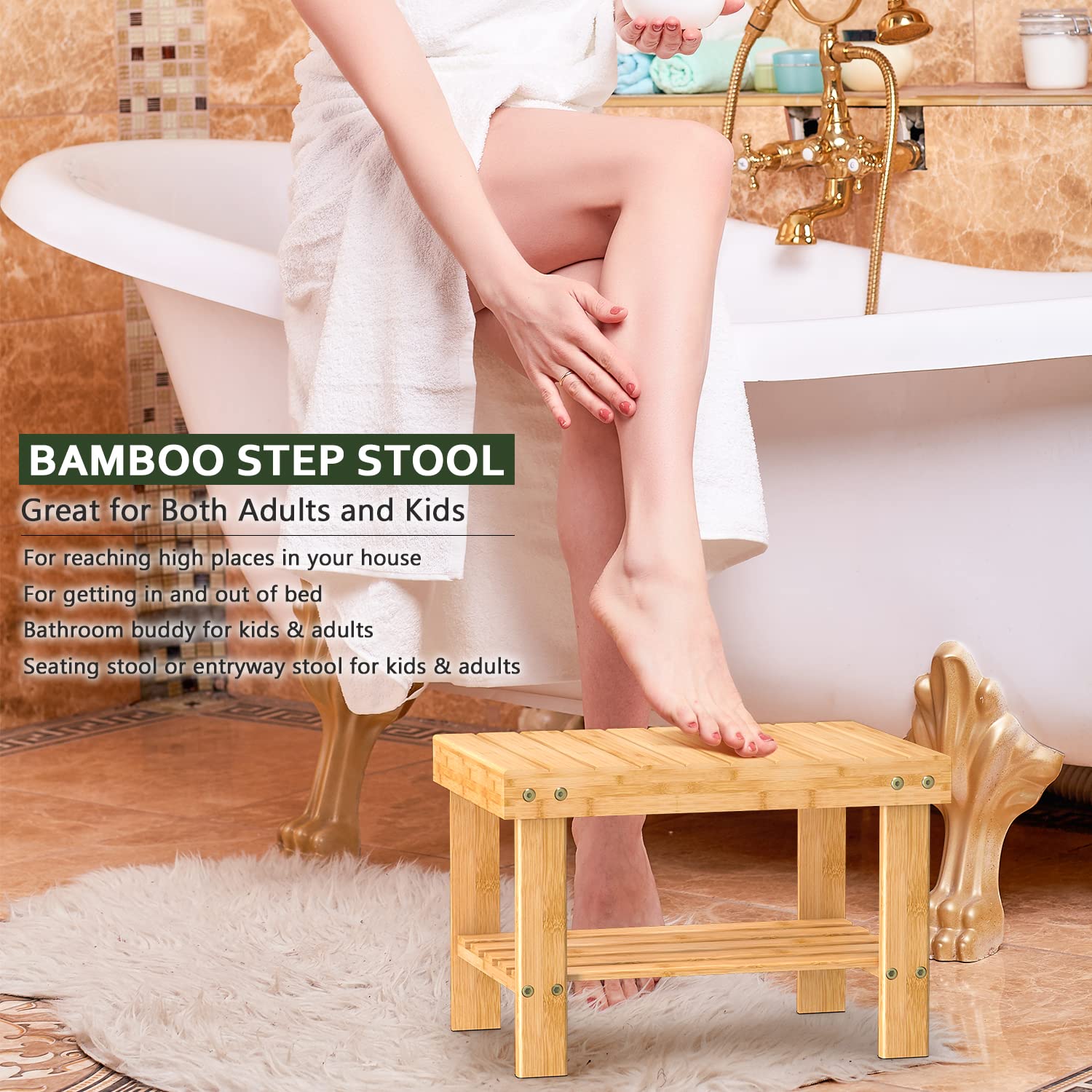 Zhuoyue wooden step stool compact design fits small spaces