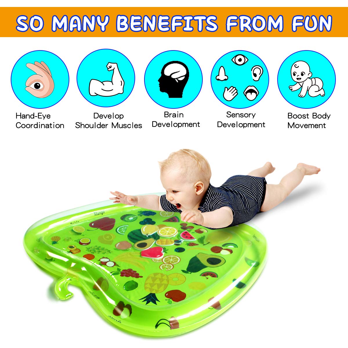 ZHUYNXIR Infant Water Mat baby hands playing for fine motor skills