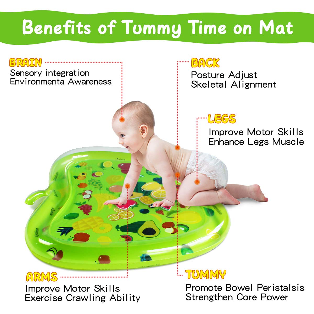 ZHUYNXIR Infant Water Mat BPA-free PVC material for safe play