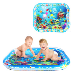 ZHUYNXIR seas and oceans graphic with floating toys supports sensory play possibilities.