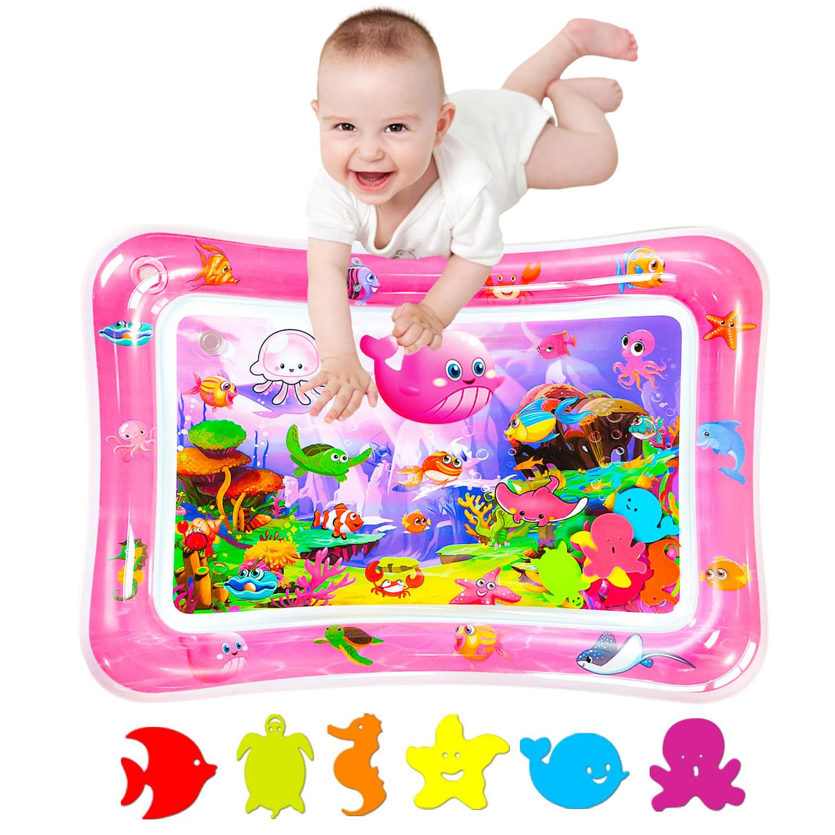 ZHUYNXIR tummy time water mat pink sea world sensory play