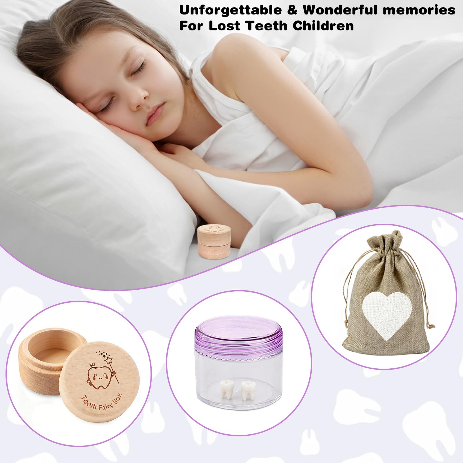 ZHYEEDAA Tooth Fairy Holder dual-layer wood and acrylic for durability.