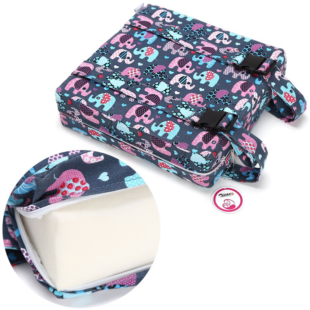 Zicac blue-pink two-tone cushion blends with travel gear.