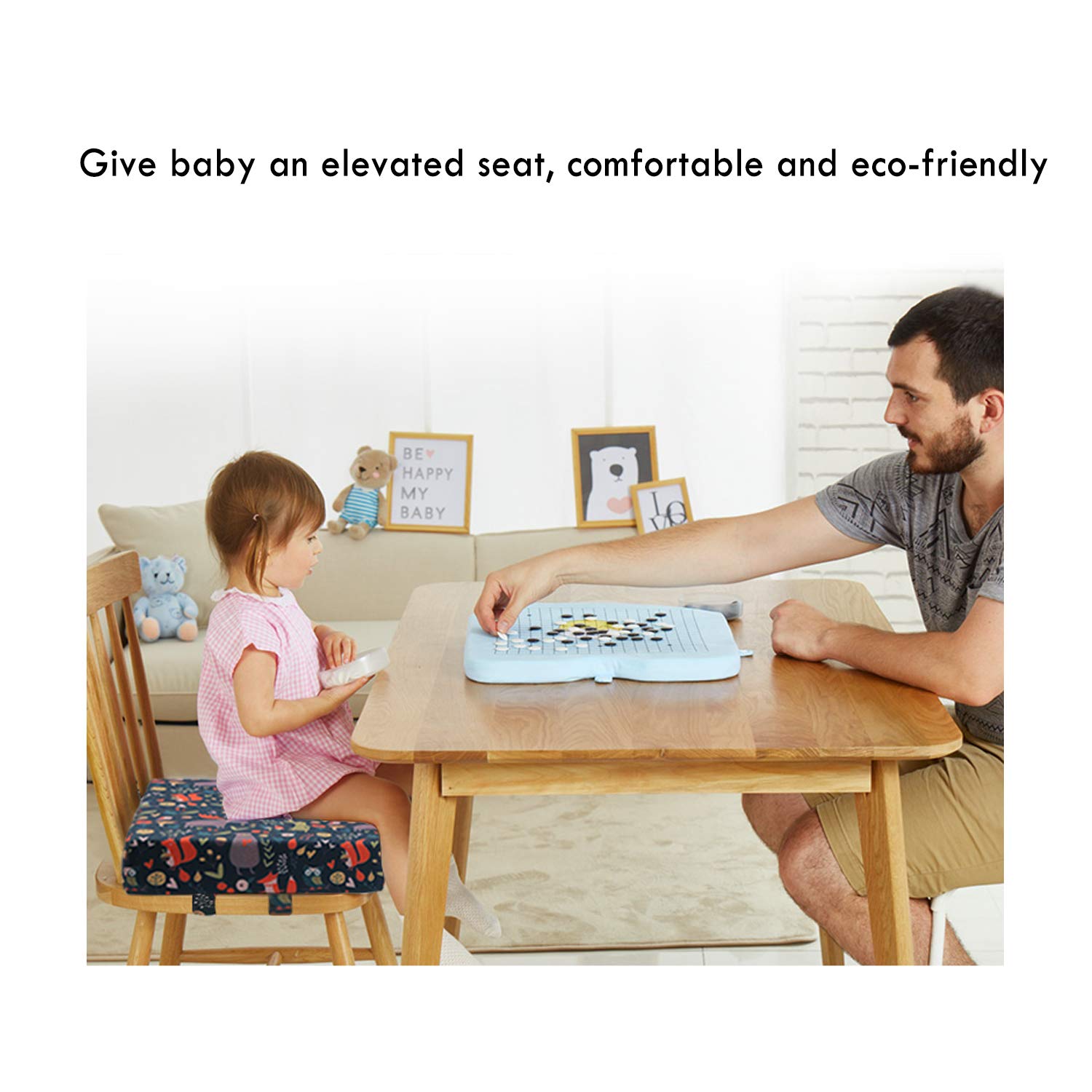Zicac forest-green cushion on chair maintains stability during meals.