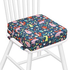 Zicac forest green high-chair cushion close-up fabric for toddler comfort on travel.