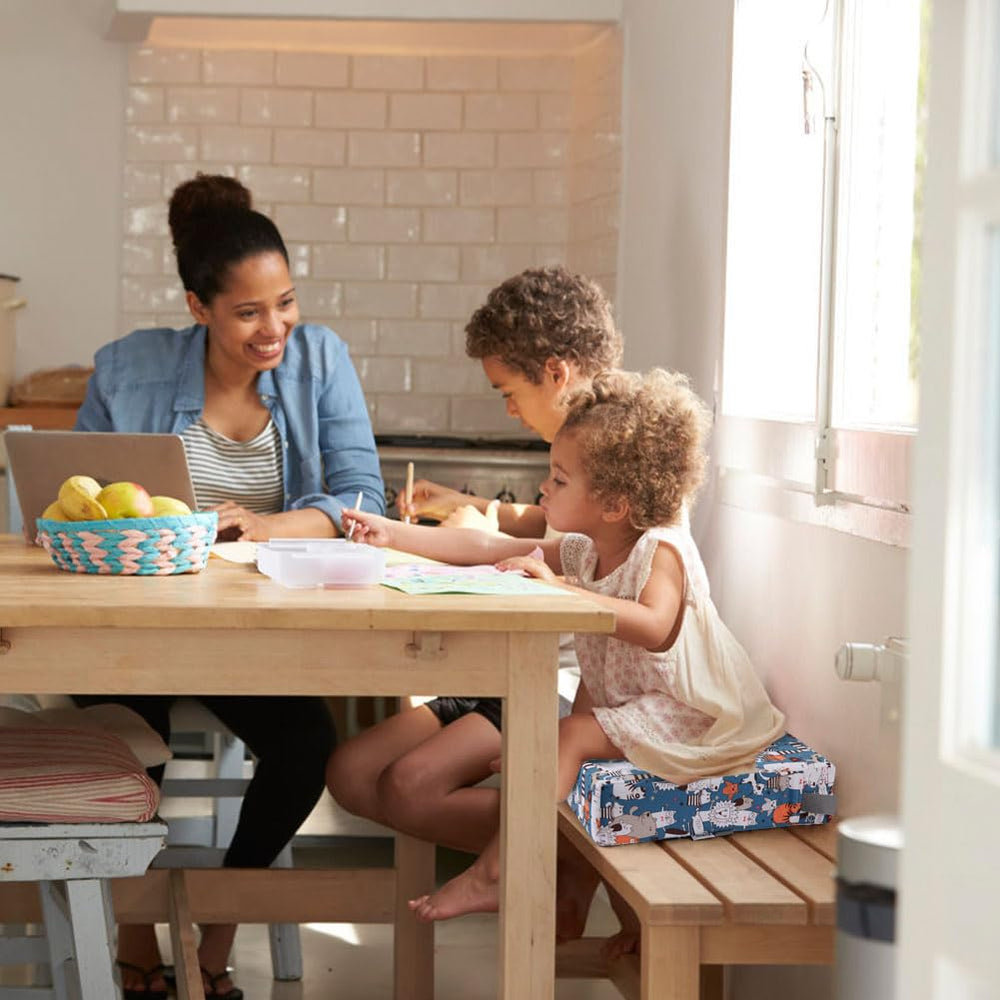 Zicac portable booster seat dining-chair-fit shows compatible sizing for most chairs.