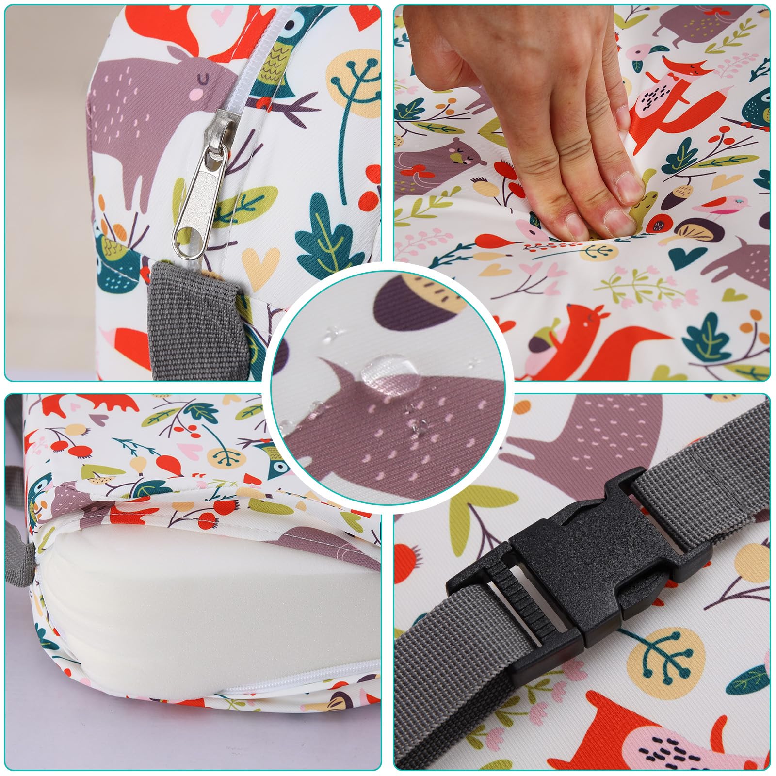 Zicac cushion with non-slip straps attached under chair for stable seating