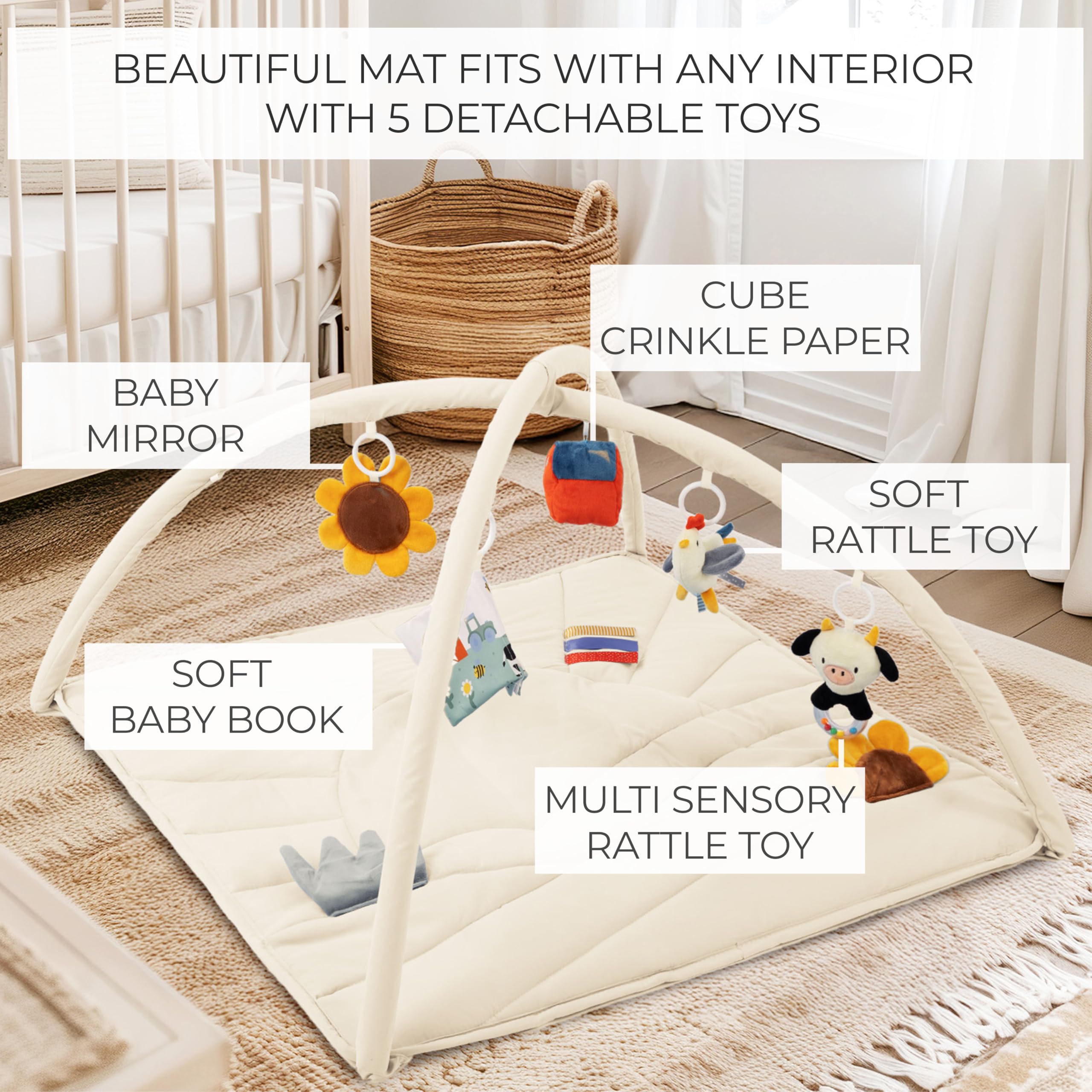 ZICOTO 35x35 inch baby play mat ready for spacious exploration.