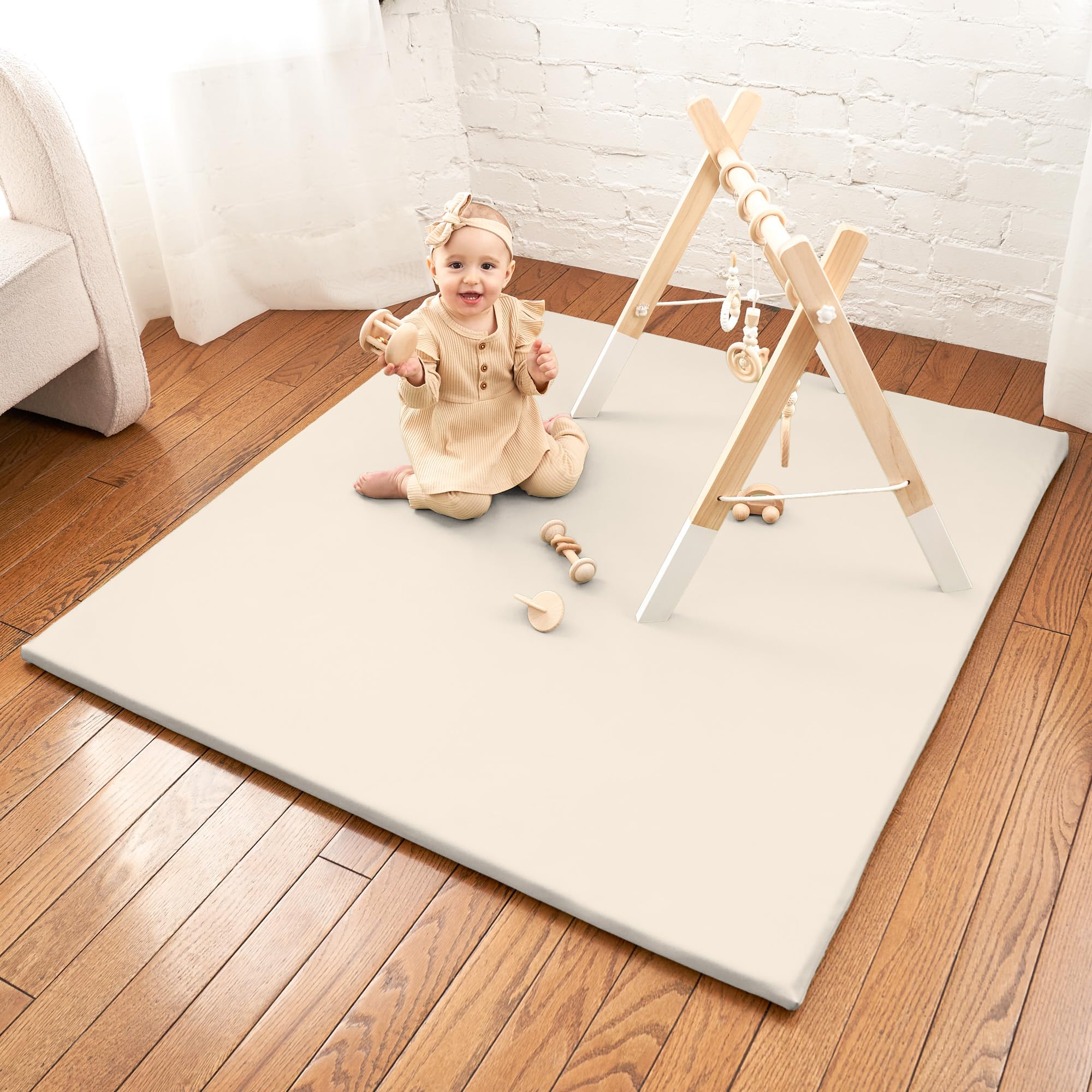 ZICOTO 48x48 inches play area supports crawling and tummy time.