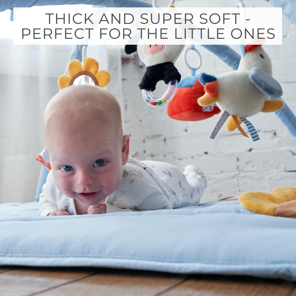 ZICOTO baby play mat soft polyester texture provides cozy floor space.