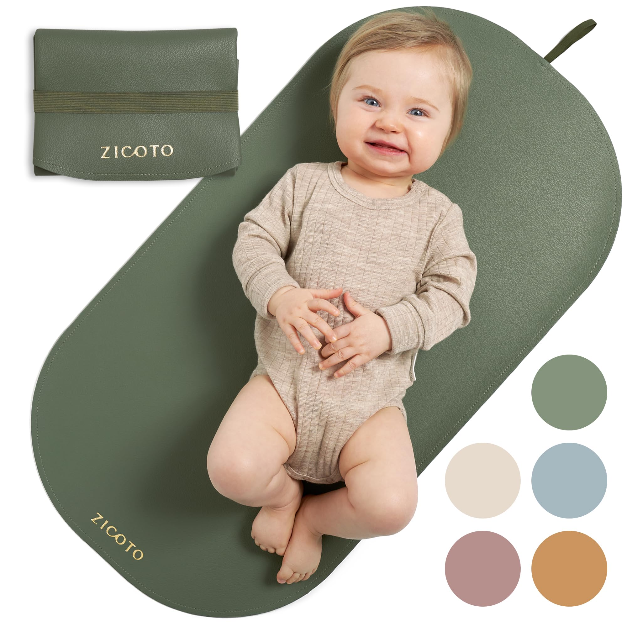 ZICOTO changing mat folded in a diaper bag for travel convenience