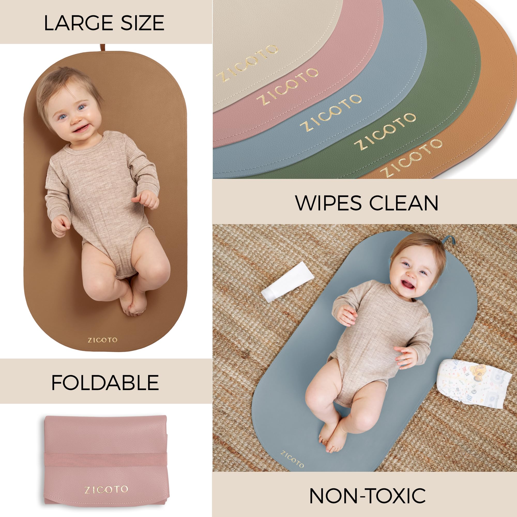 ZICOTO changing pad inside a diaper bag for effortless storage